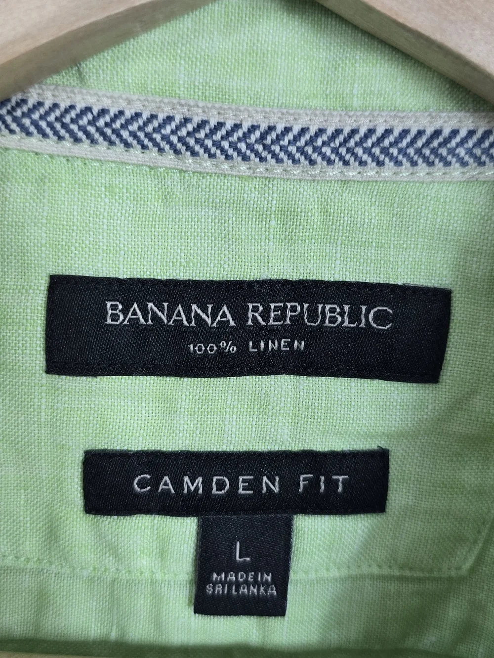 Banana Republic Camden Fit Linen Light Green Short Sleeve Button Down Large